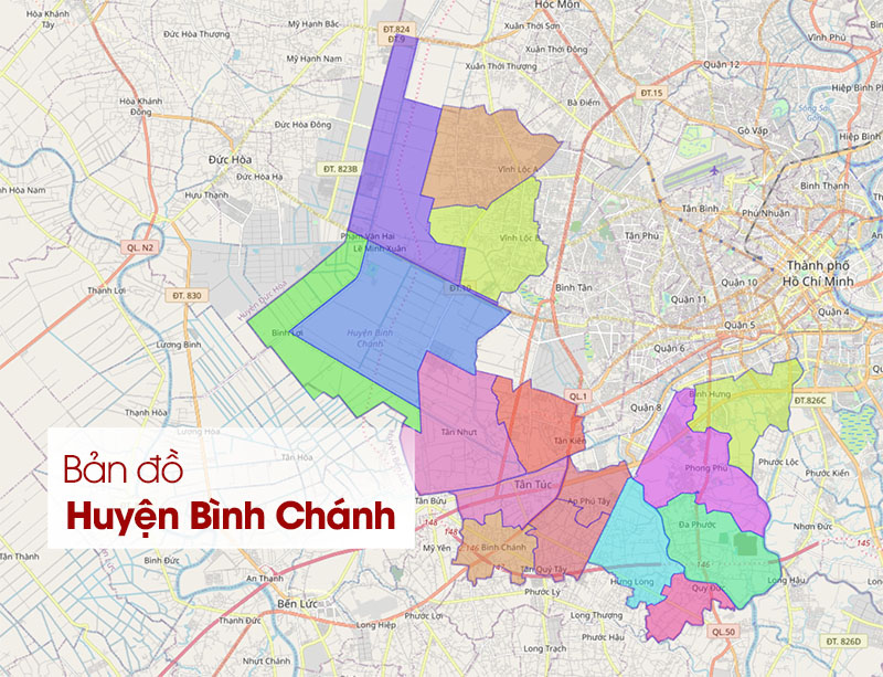 Bản đồ Huyện Bình Chánh TPHCM: Cập nhật quy hoạch, vị trí các xã