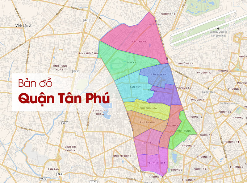 Bản đồ Quận Tân Phú TPHCM: Cập nhật quy hoạch, vị trí các phường