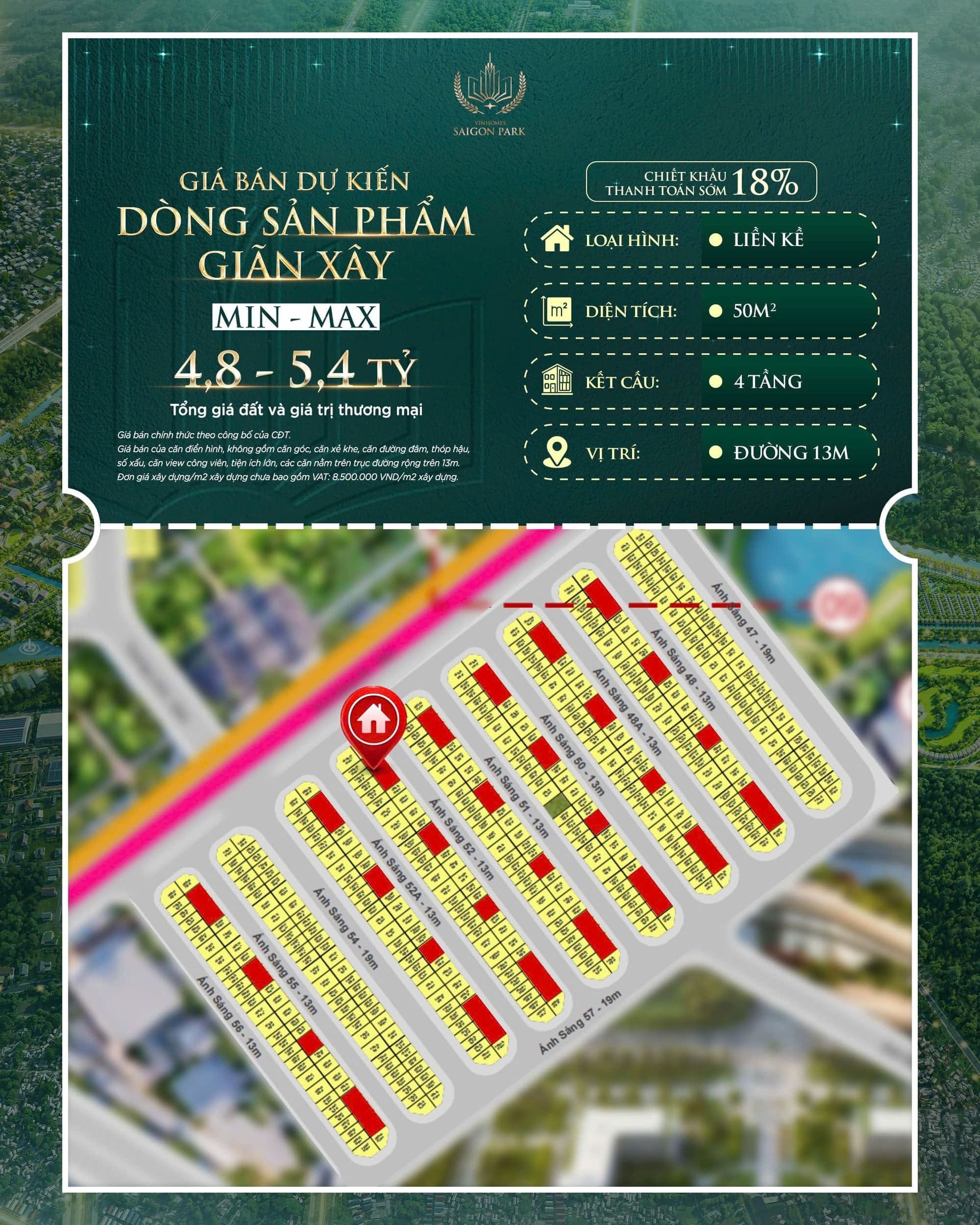 Cập nhật bảng giá nhà ở Vinhomes Saigon Park Hóc Môn